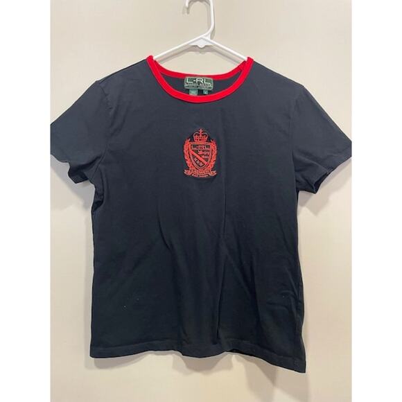 Vintage Ralph Lauren Navy Blue T-Shirt Red Embroidered Logo Classic Tee Sz M - Picture 7 of 7